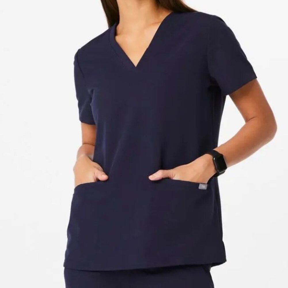 FIGS Women's Small Navy Casma‎ Scrub Top Medical Nurse Doctor Hospital Uniform